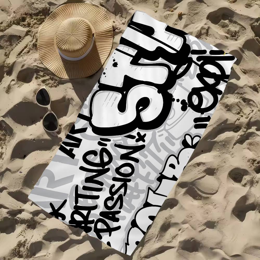 Alphabet Graffiti Muster Strandtuch für Kinder Badetuch Handtuch für den Pool Urlaubsgeschenk Picknicktuch Partygeschenk