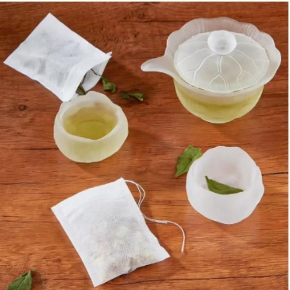 100pcs Disposable Tea Bags Filter Bags for Tea Infuser with String Heal Seal Food Grade Non-woven Fabric Spice Filters Teabags