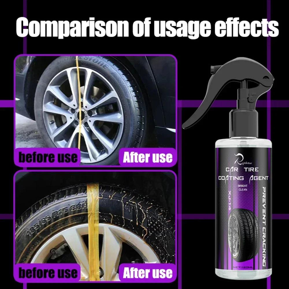 Automotive Tire Brightening Coating Agent Plastic Rubber Wheel Shine Gloss Restorer Spray Car Tyre Layer Polishing Brightener