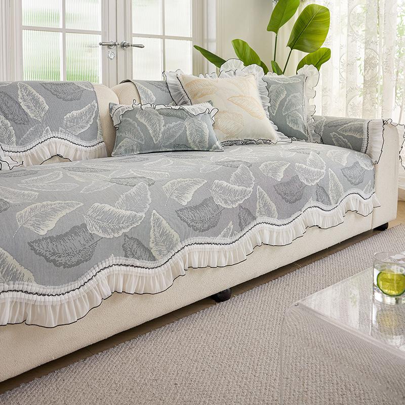 Französisches Geradliniges Vier-Jahreszeiten Universal Sofakissen Neues Französisches Xiaoxiangfeng Premium Leder Kombination Sitzkissenbezug Handtuch