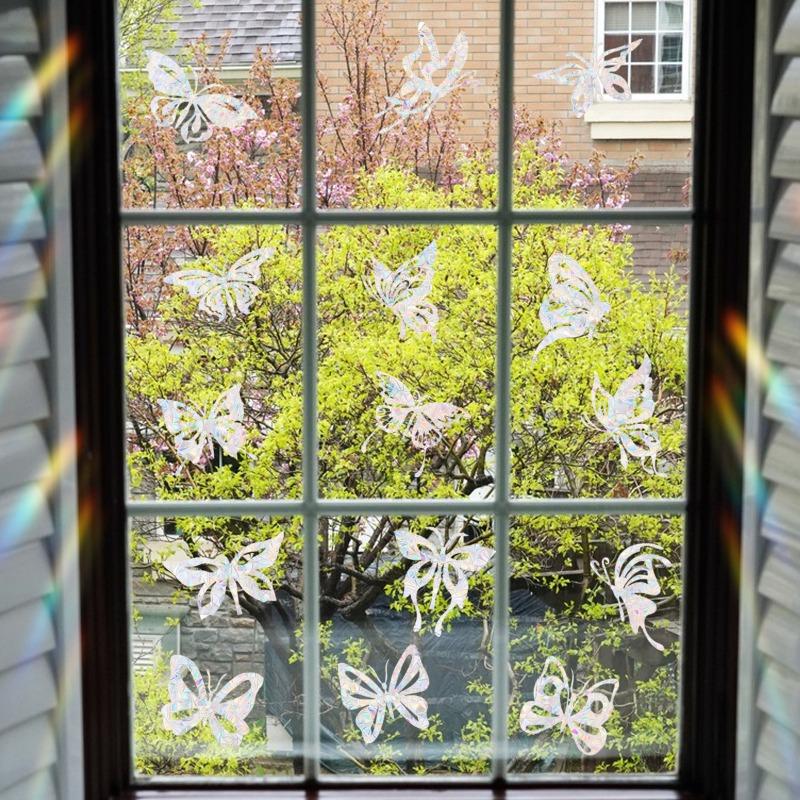 Colorful Window Sticker Rainbow Prism Butterfly Static Glass Sticker PVC Anti-collision Crash Glass Home Decor