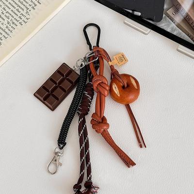 Cute Smiling Face Bread Woven Rope Pendant Bag Accessory Handmade Trendy Alkali Water Bread Bag Hanging