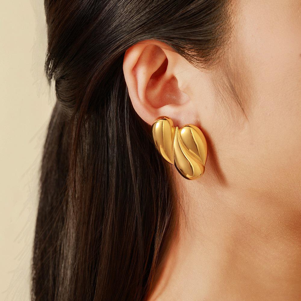 Ying Tai 18K Gold-Plated Stainless Steel Earrings – Unique Geometric Design, Titanium Steel, High-End European and American Style.