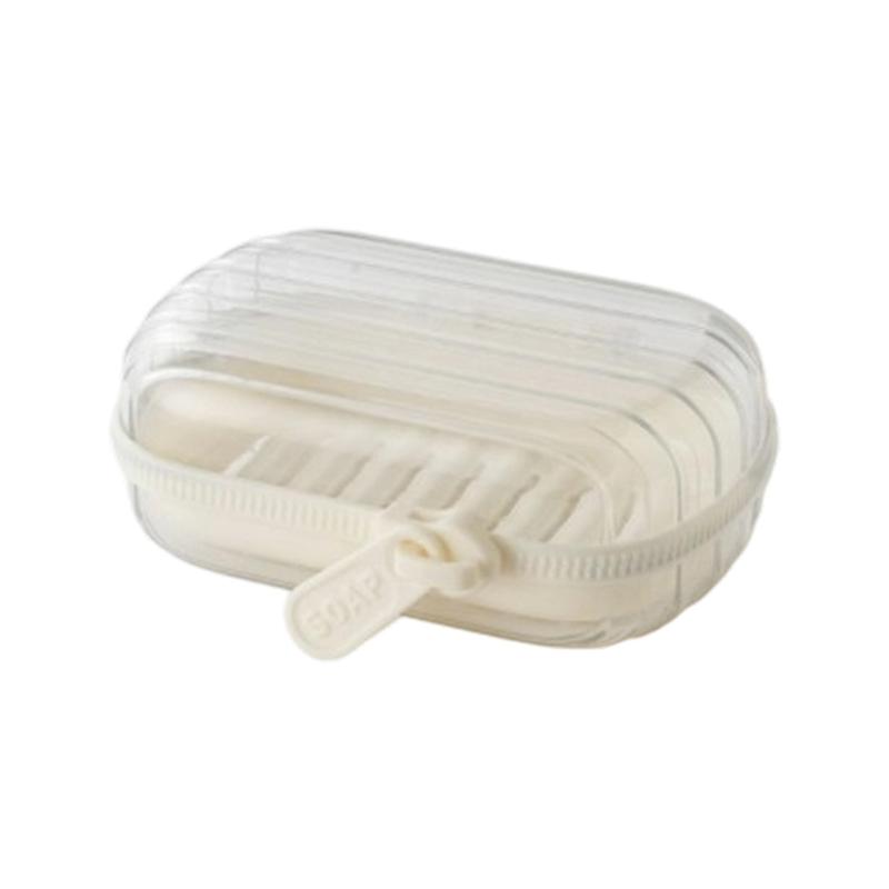 

Plastic Soap Holder with Secure Zippered Closure Leak Prevent Drain Design Soap Case for Travel Gym Keeping Soap Drying прозрачный белый