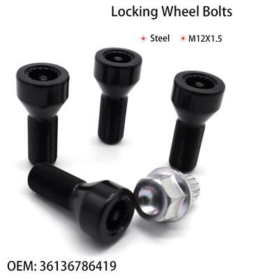 4x Auto Locking Rad Schrauben Radmuttern W/ 1 Schlüssel M12x 1,5 Schwarz 36136786419 Für BMW 1/3/5/6 Serie 128i 318i 325i 328i 525i 530i 650i 740i M3 M5 M6 Z3 Z4