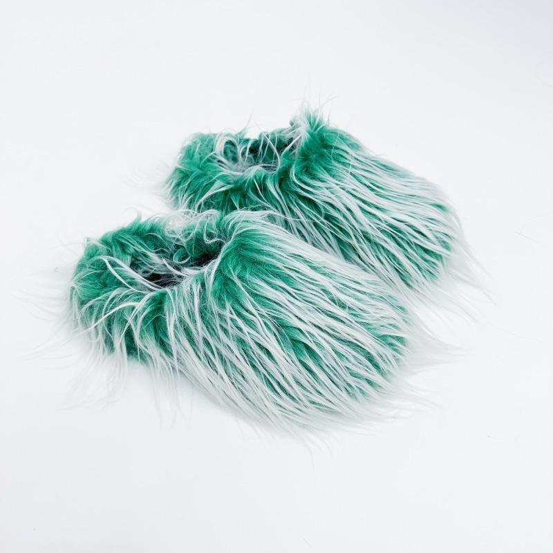 

Трансграничные плюшевые кисточки, универсальный цвет, тапочки на платформе для работы, мужские и женские, осенне-зимние, перчатки Y2K Millennium 44-45 зелёный