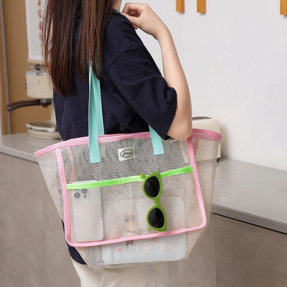 Handbag Clothes Storage Bag Fresh Color Hanging Shower Organizer Simple Mesh Toiletry Bag  Wash Bag