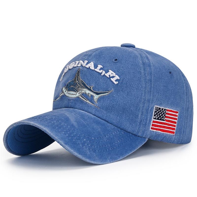 Northwood Shark Pattern Washed Cotton Baseball Cap for Men Women Kpop Dad Hat Trucker Cap