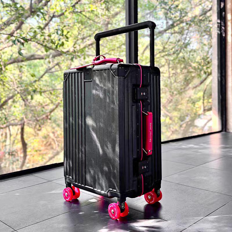 Silent Universal Skate Wheel Suitcase - 20" Boarding Password Box & 24" Trolley Case for Women