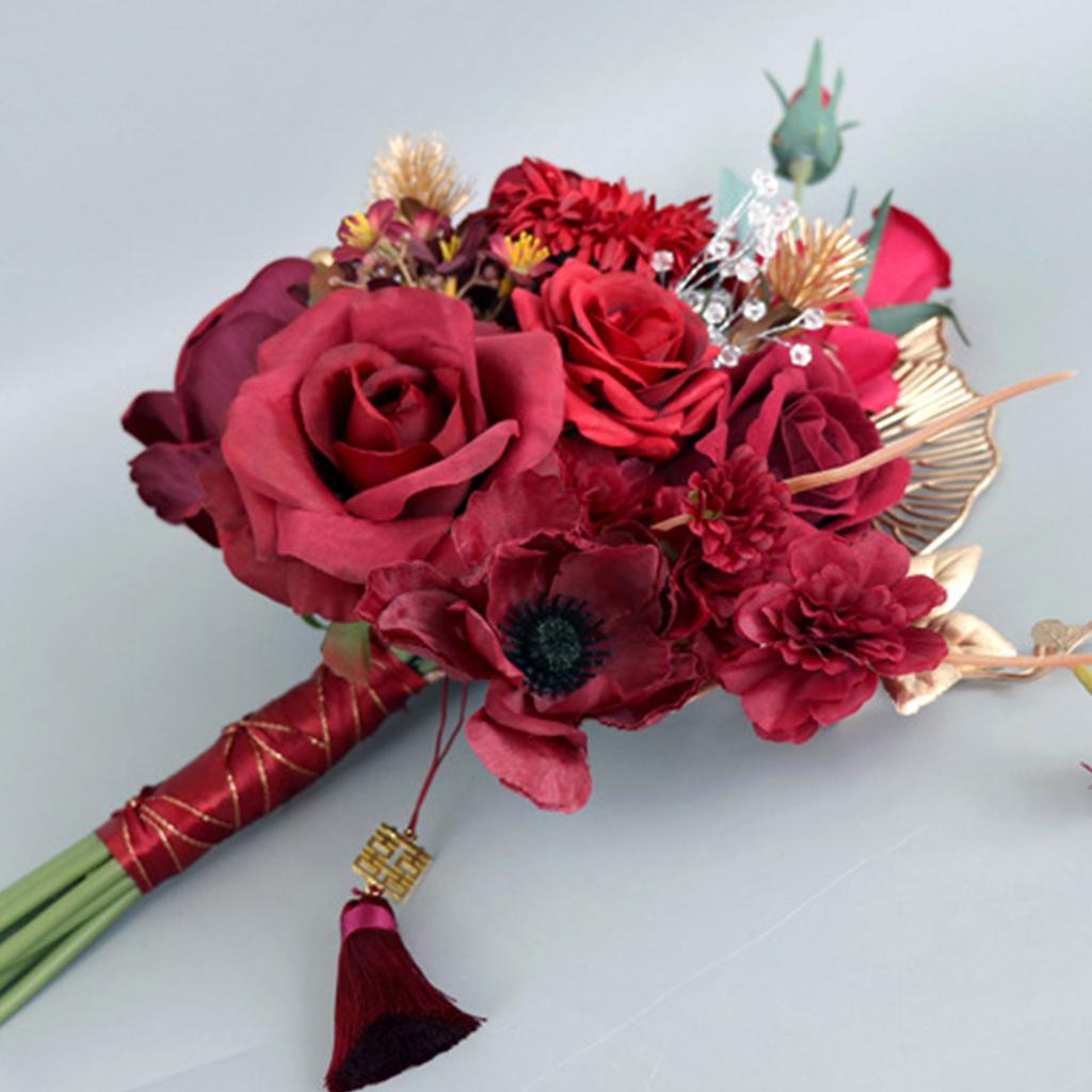 Fake Flower Bridal Bouquet/Brooch/Wrist Flower for Weddings Artificial Flowers Bouquet Lifelike Fake Flowers Gifts