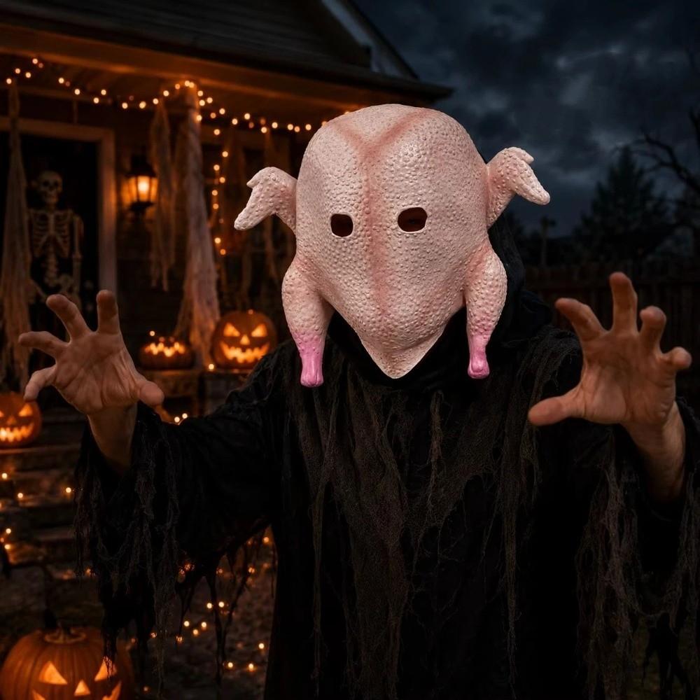 Realistic Turkey Chicken Latex Mask Funny Chicken Headgear Animal Latex Headgear Halloween