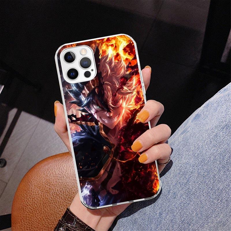 Black C-Clovers Anime Phone Case For iPhone 17 Air 16 Pro Max 16E 15 + 14 Plus 11 12 13 Mini 7 8 SE Gift Print Cover Fundas