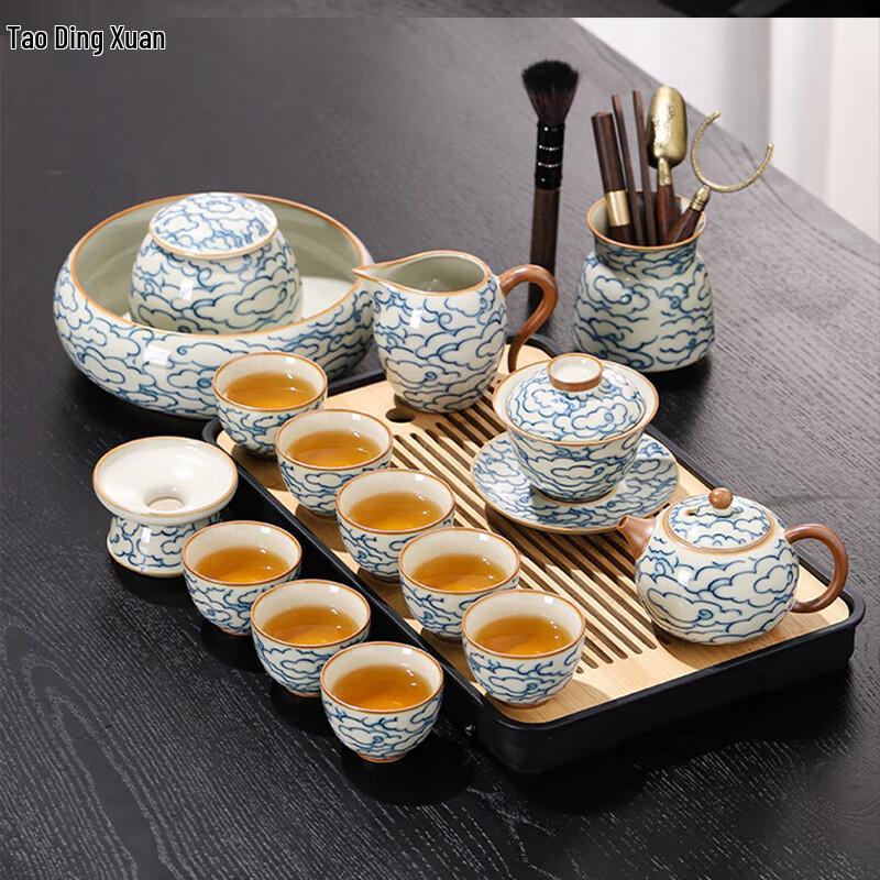Taodingxuan Auspicious Cloud Ru Kiln Tea Set