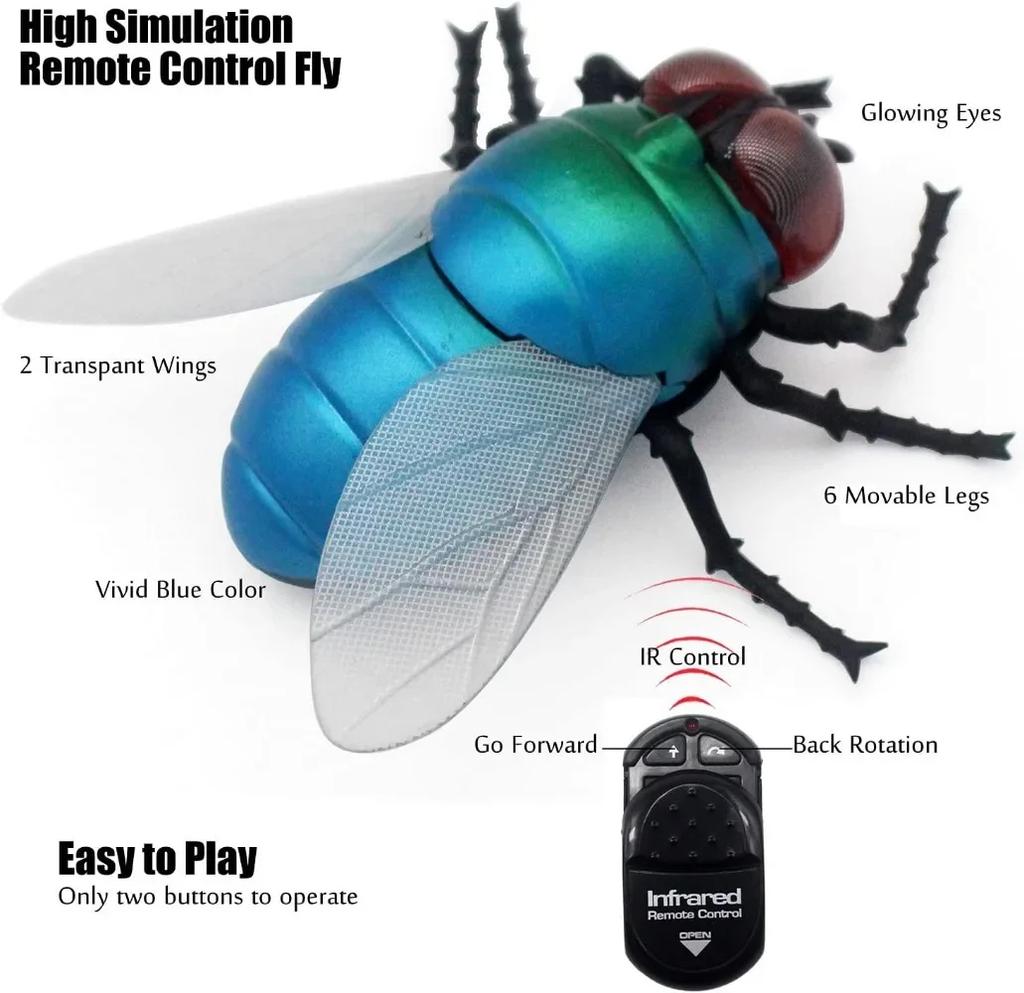 Infrared RC Fly Toy Remote Control Realistic Prank Fake Insect Bug Joke Scary Trick Mosca Car Kids April Fools Birthday Gifts