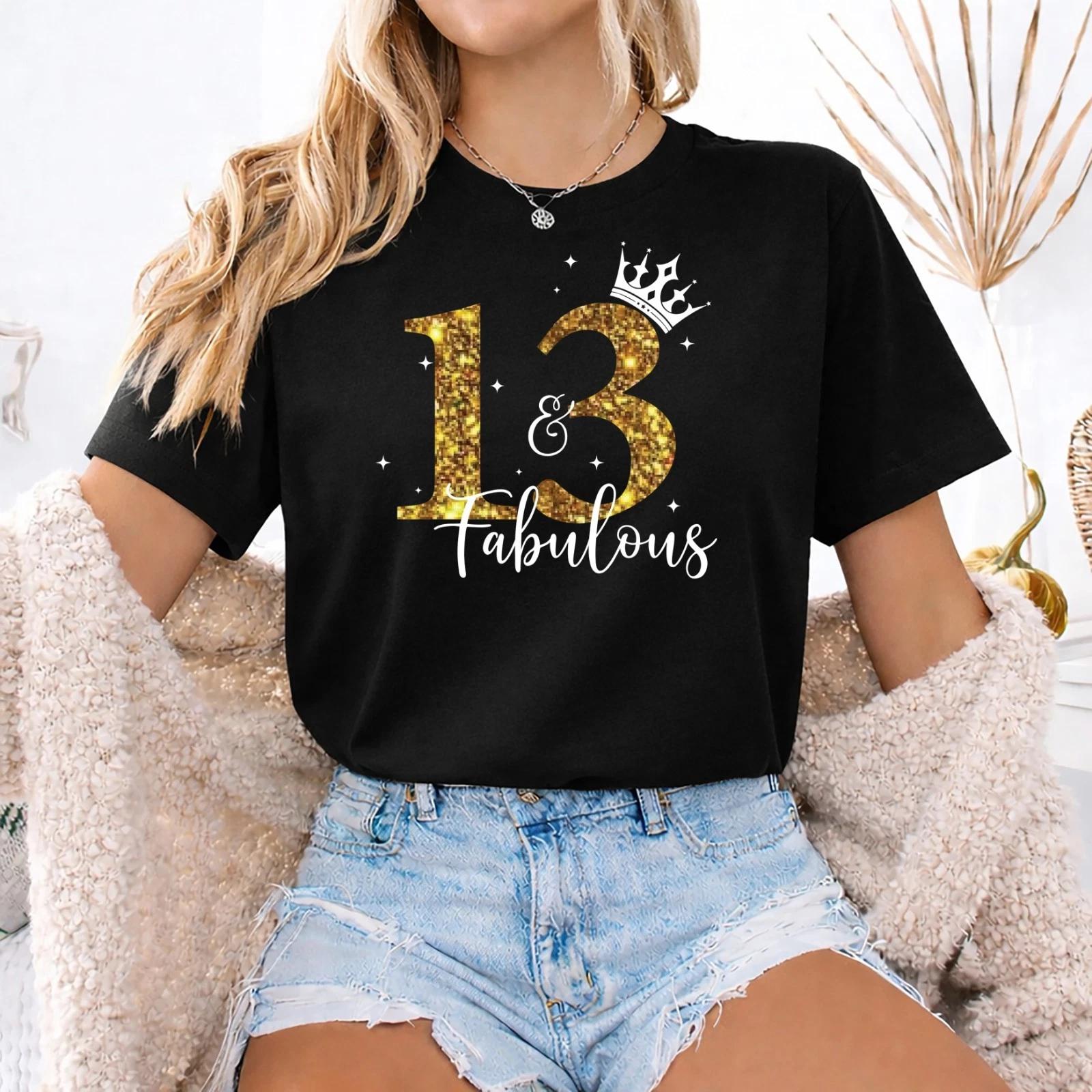 Personalised Custom T shirt for Girl 13th Birthday shirt Fabulous Birthday 2 S