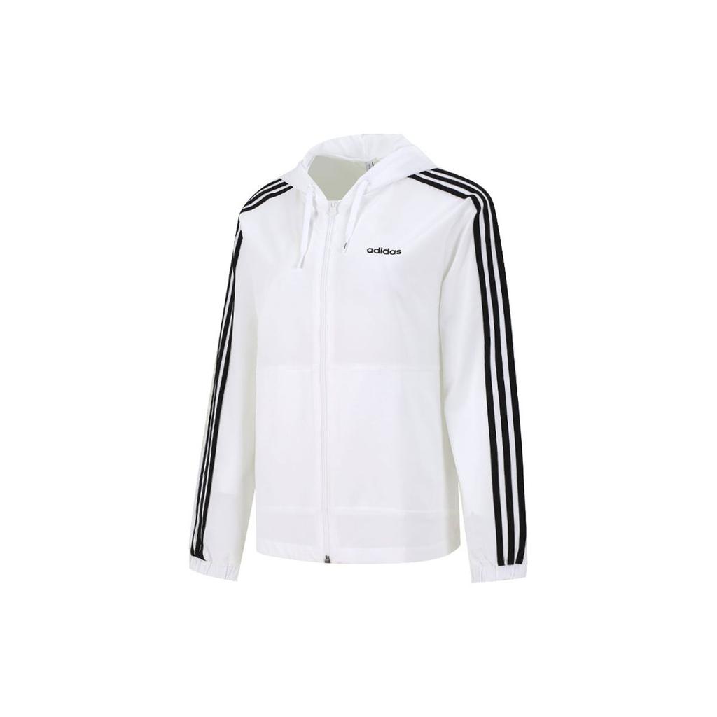 Adidas Neo Training Sports Striped Loose Hooded Jacket Women Jackets White H36745