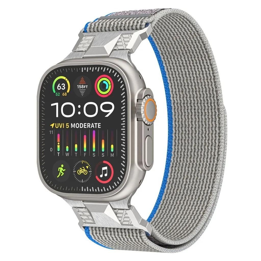 Nylon Band for Apple Watch Ultra 2 49mm Series 9 8 7 45mm Correa Strap for iWatch 6 5 4 Se 3 44mm 42mm Ultra Bracelet