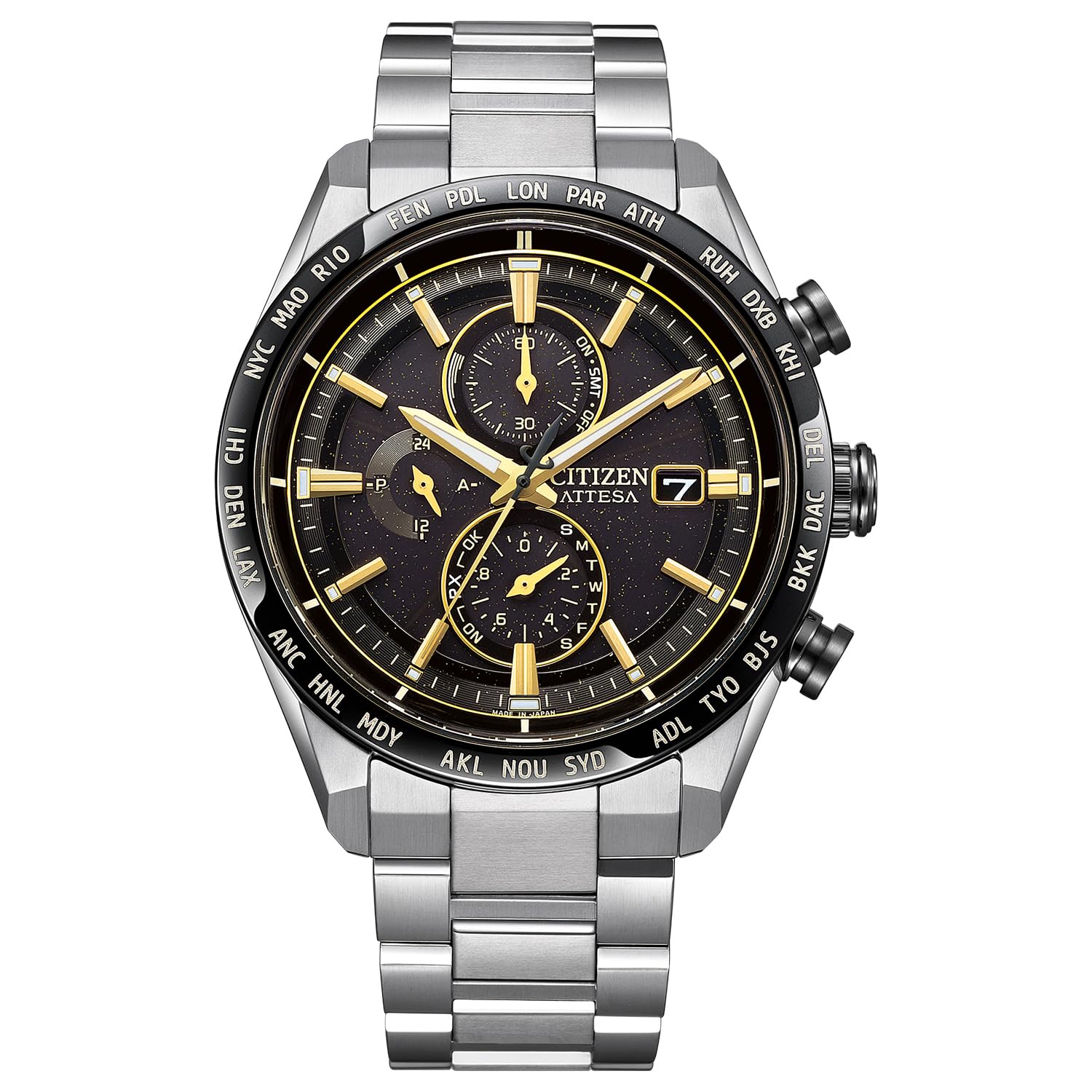 

Atessa Light Powered Eco Drive Radio Watch Waterproof HINODE COLLECTION Limited Model Gold Black Silver [Citizen] AT8184-57E для чоловіків
