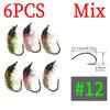 6PCS Scud Nymph Flies Copper Wire Weighted Flash Dubbing Caddis Larva Emerger Fly Fishing for Trout Czech Nymphing River Fishing