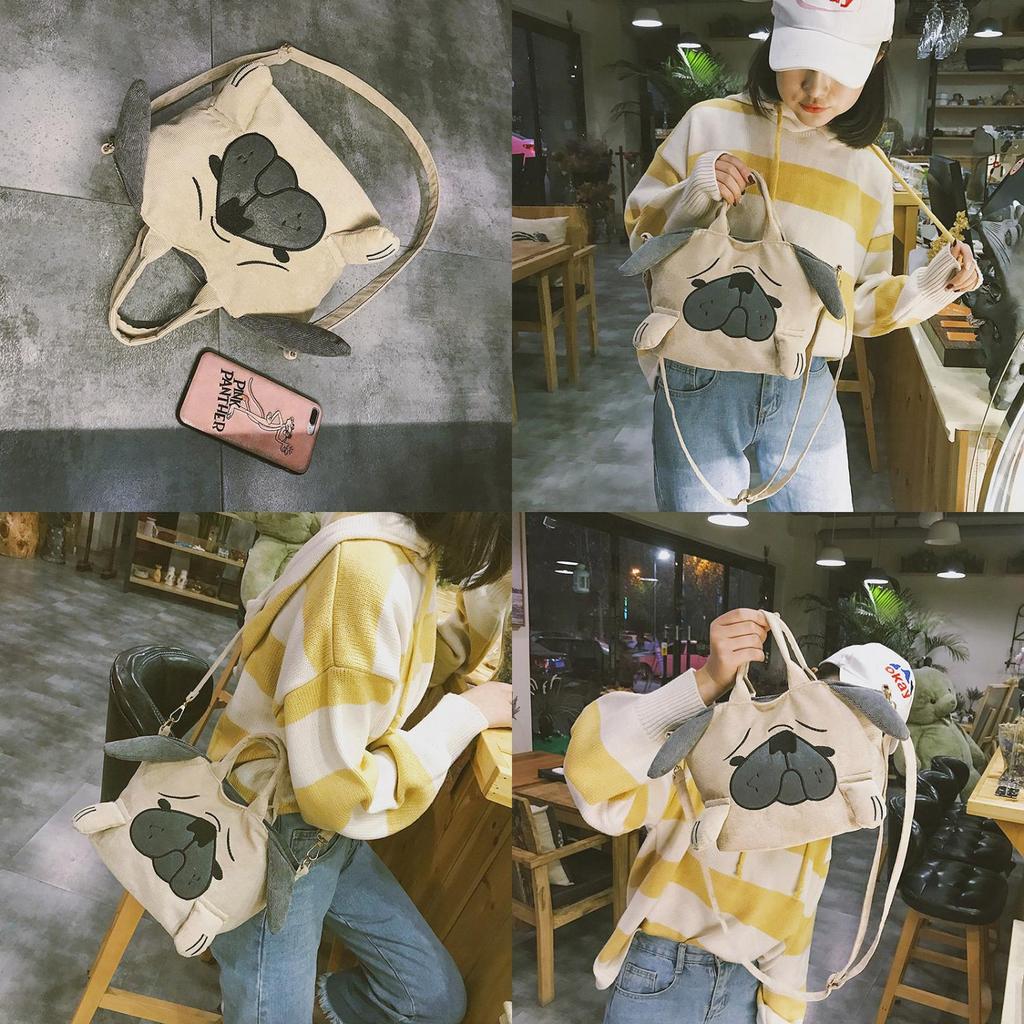 Cute And Funny Dog Shoulder Bag In Japanese Style Made Of Velvet Small Size