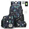 3 pcs /set USB Male backpack high school bags for women travel men school backpacks boys one student shoulder bag sac mochila