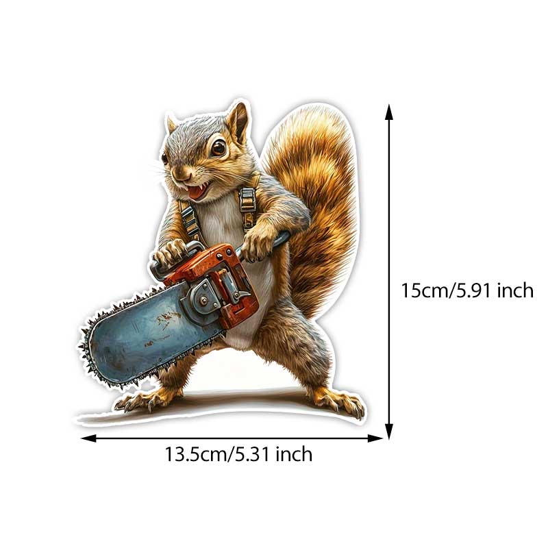 Squirrel With Chainsaw Car Sticker Vinyl Decal Waterproof Rear Window Motorcycle Camper Bumper Truck Laptop Decoration TM319