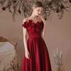Rochie de seară one-word shoulder toast 1011 nouă, de banchet, culoarea vinului, rochie lungă în stil străin, mireasă, nuntă, logodnă