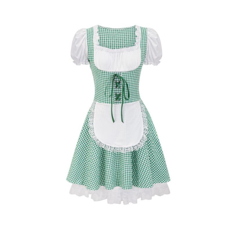 Oktoberfest Costume Multi-colored Plaid Dress Beer Suit Tavern Maid Uniform Women's Clothing