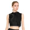 Womens Modern Dance Crop Top Sequin Embroidery Bow Decor Sleeveless Back Hollow Out Dancewear