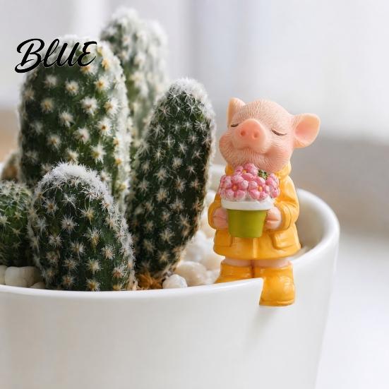 Mini Gardening Statues 2PCS Micro Landscape Ornaments, Pig Figurines, Durable Flowerpot Embellishments Resin Waterproof for Potted Plant Landscaping