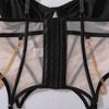Damen Sexy Dessous-Set, Mit Metallkette Verziert, Durchsichtiges Netz Slim Fit Outfit Mit Strümpfen