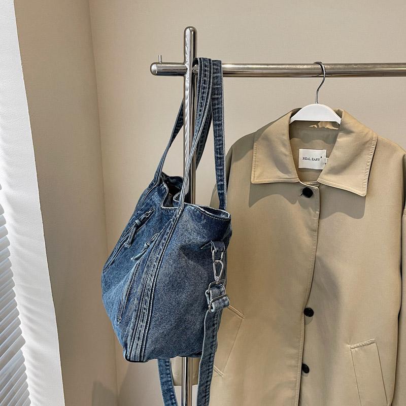 Denim Tote Bag Women's Large Capacity Commuting Shoulder Bag Crossbody Bag