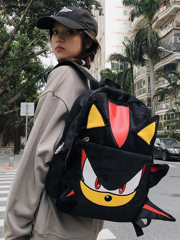 Handmade Sonic Shadow Black Charizard Plush Backpack for Couples