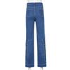 New Street Hip-hop Tooling Big Pocket Jeans Women High Waist Straight Trousers