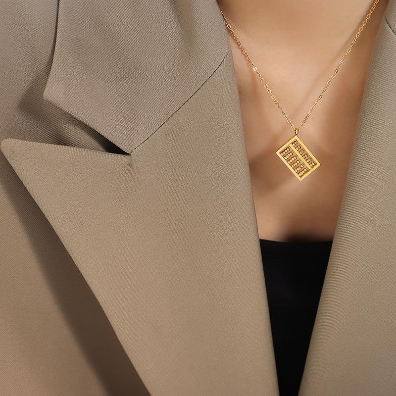 Influencer-Inspired Titanium Steel Abacus Pendant Necklace: Exquisite Design Clavicle Chain