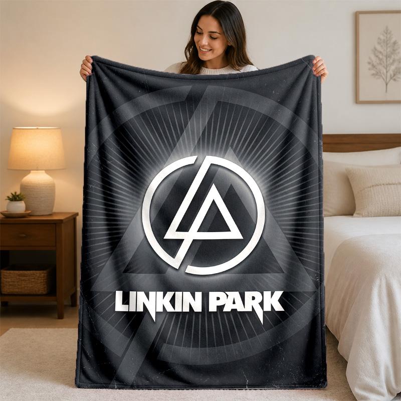 Linkin Park Print Flannel Blanket Cozy Lightweight Plush Throw Blanket For Bed Sofa Household Use