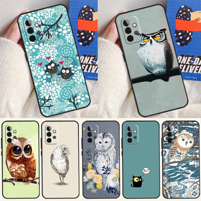 Cute Owl Cartoon Case For Samsung Galaxy A22 A16 A33 A36 A56 A26 A15 A55 A53 A35 A32 A52 A54 A34 A14 A05 A06