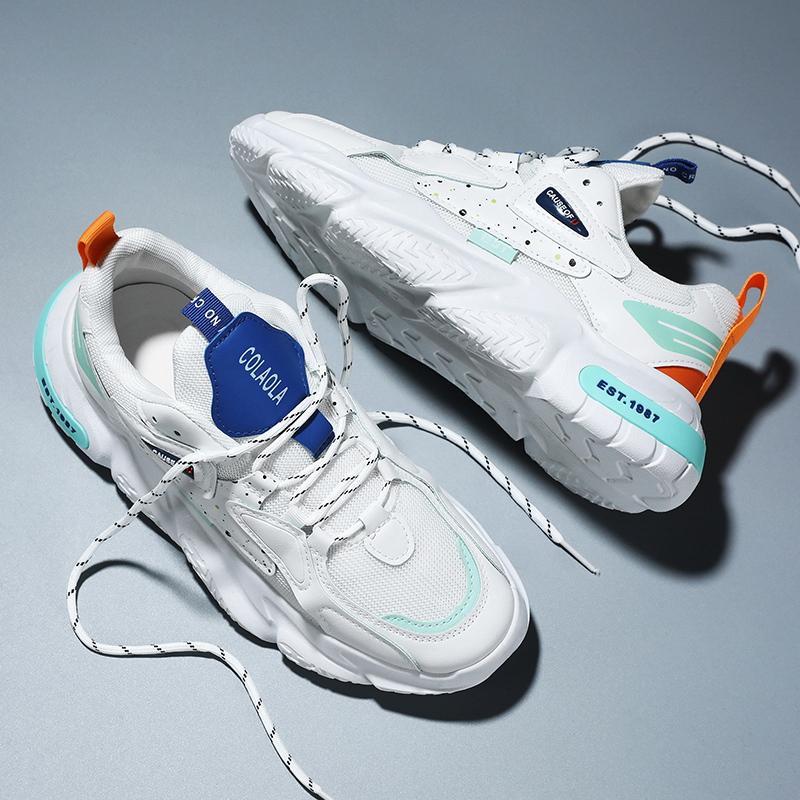 Men's Platform Sneakers New Style Mesh Breathable Running Shoes 2024 Fashionable Casual Mens Soft Sole Comfortable Sports Shoes