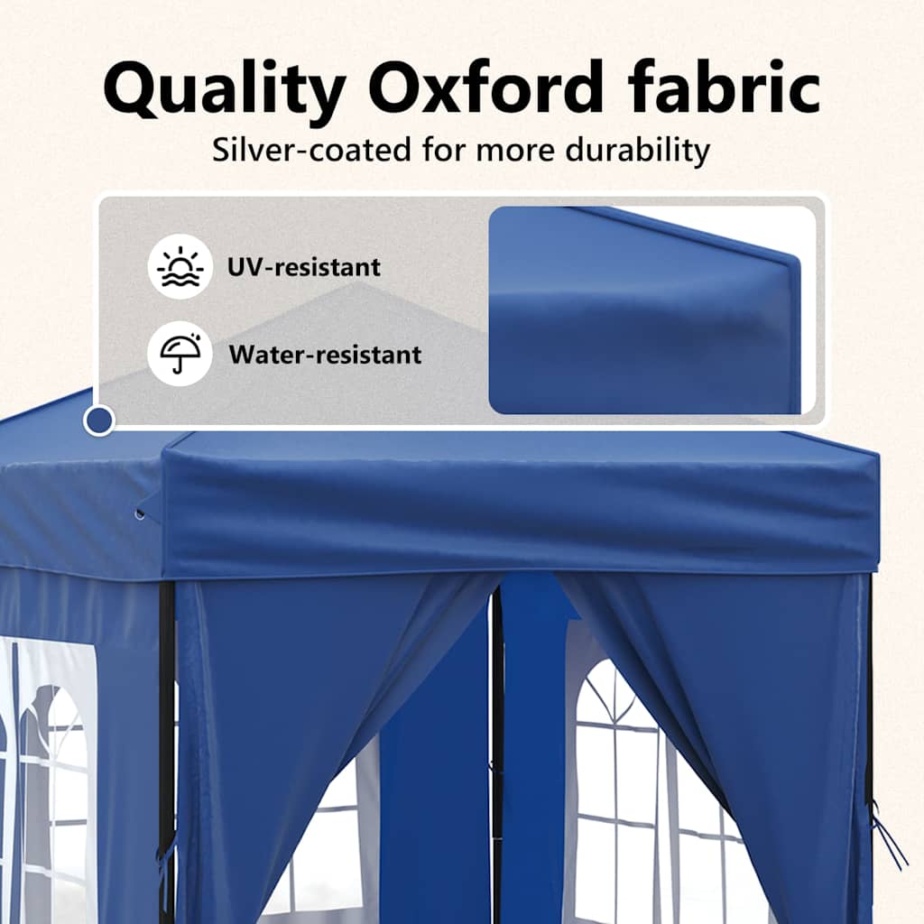 Foldable Party Tent with Side Walls Blue 2x2 M