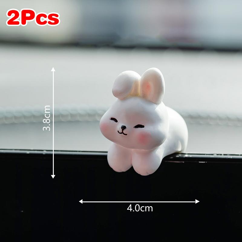 2Pcs Cute Cartoon Mini Small Animals Car Dashboard Accessories Funny Car Interior Ornaments Car Display Screen Decorations Gifts