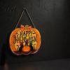 Outdoor Door Hanger Happy Halloween Sign, Spooky Wooden Pumpkin Front Waterproof Sign for Farmhouse Porch Wall Hanging Decor Wreath Alternative