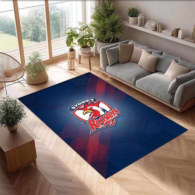 Sydney Roosters Kristall-Samt-Teppich Weich Anti?Rutschfeste Fußmatte Bequemer Wohnzimmer Schlafzimmer Dekor Teppich