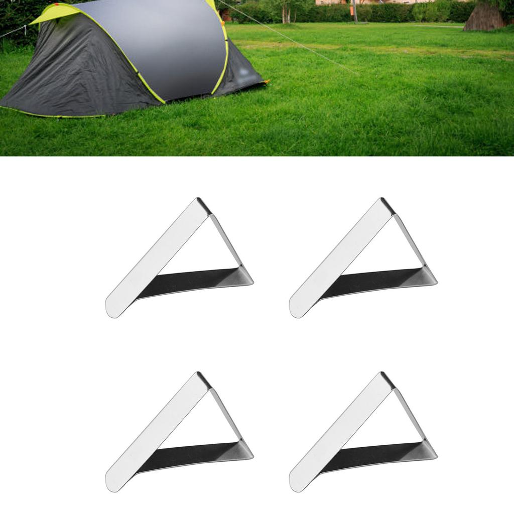 6Pcs Tablecloth Clips Stainless Steel Triangular Shape 5cm Opening Tablecloth Holders Clamps