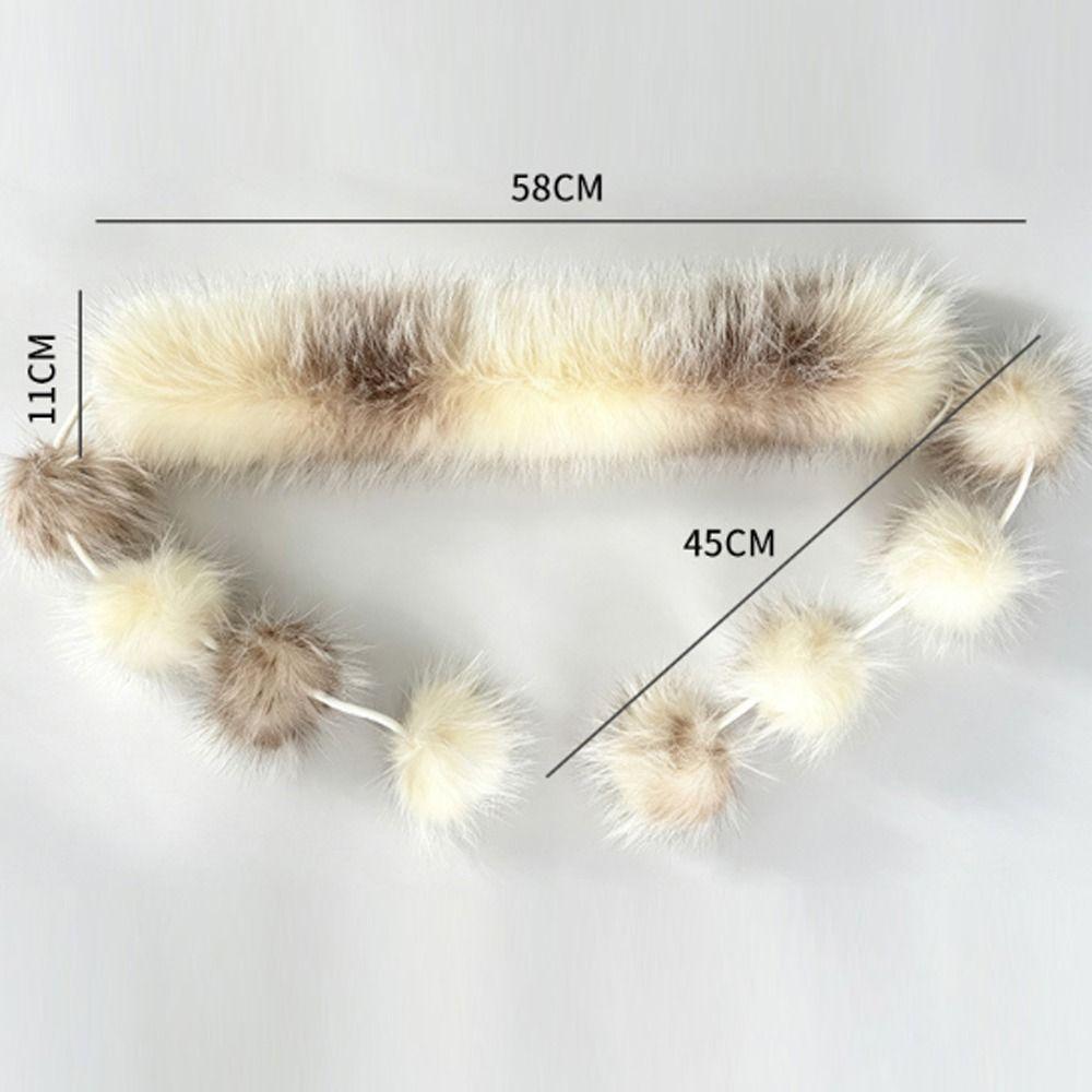 Soft Plush Texture Fur Collar Scarf Pom Pom Detail Pom Pom Scarf Furry Shawl Streetwear Styling