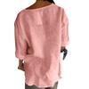 Women's 2025 Summer V-Neck Cotton Linen Button T-Shirt: Loose Fit