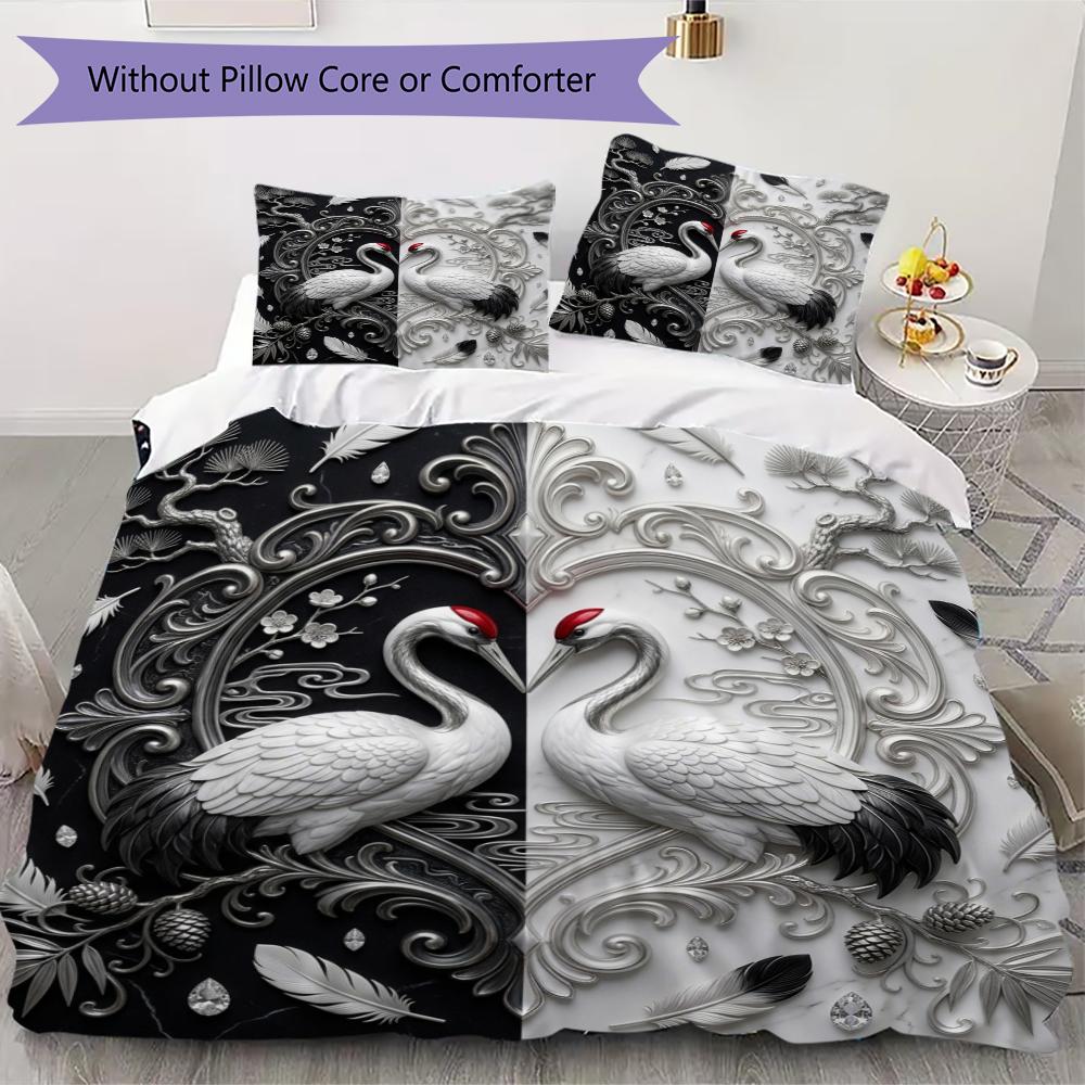 Gorgeous B&W Pattern Bedding uilt Set uilt Cover Pillowcase Home Decoration Birthday Gift (1 * duvet cover + 2 * pillowcase without core)39