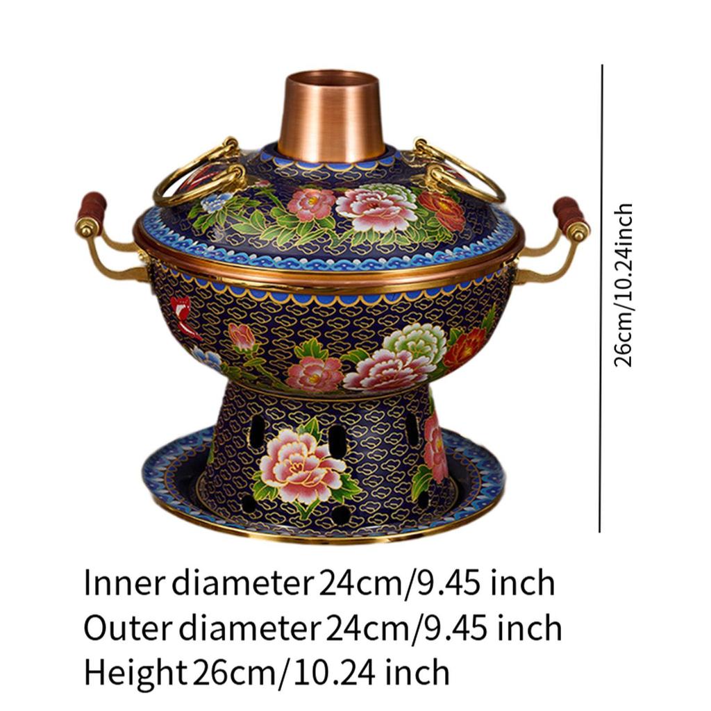 Copper Pot Cookware Sturdy Cloisonne for Restaurant Home Parties Blue