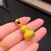 Ancient Gold Filigree Striped Gourd Pendant with Fu Lu Charm – Chinese Style Sweater Chain