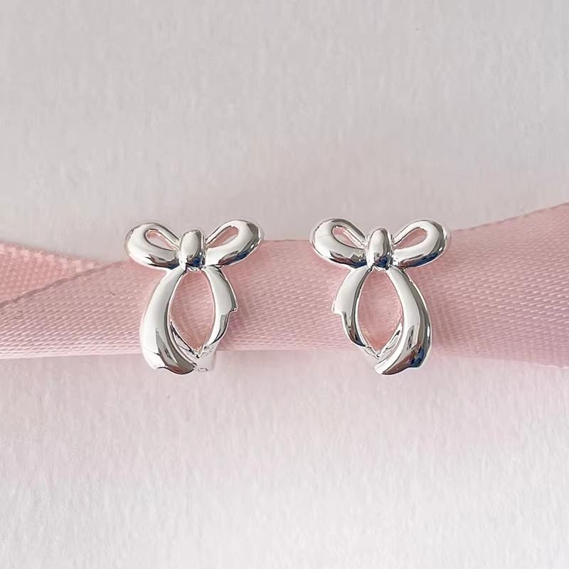 PONYKISS Real S Sterling Silver Irregular Hollow Bowknot Hoop Earrings for Women Cute Fine  Minimalist Accessories