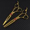 FMX-21 Gold Pattern 6.0-Inch Hairdressing Scissors: Straight, Serrated, and Thinning Shears